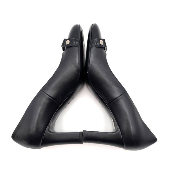 AGL Irina Cap Toe Block Heel Pump Buckle Strap Women's Black Size US8 EU38 - Picture 6 of 11